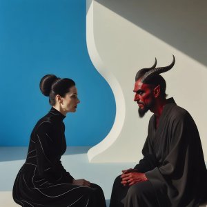 artistic-relationship-conflict · The Mistress And Satan In Deep Conversation In