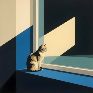 illustrations-things · A Cat And The Window In The Style