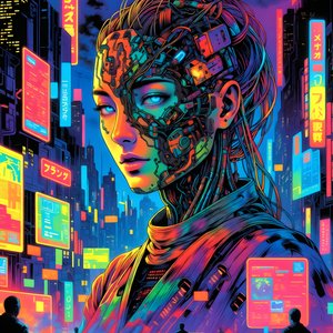 illustrations-scifi-cyberpunk · A Surreal Image Of A Cyborg Goddess In