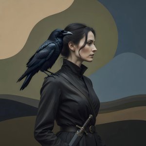 illustrations-fight-rogues · A Girl Assassin And Her Crow In The