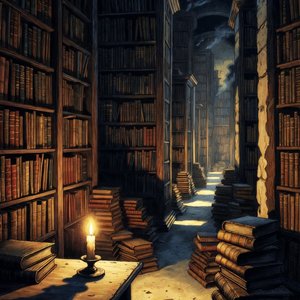 illustrations-fantasy · ancient · library · filled