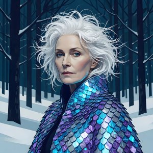 illustrations-fantasy-portraits · Portrait Of Lady Em With Wild White Hair