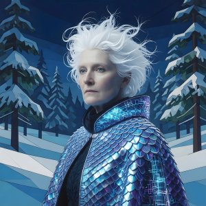 illustrations-fantasy-portraits · Portrait Of Lady Em With Wild White Hair