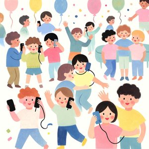 illustrations-kids-1980s-book · kids · party · using