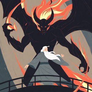 illustrations-fantasy · gandalf · facing · balrog