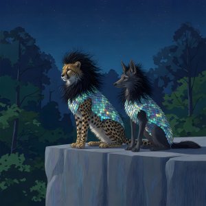 illustrations-fantasy-creatures · The Cheetah And Jackal With Wild Black Hair