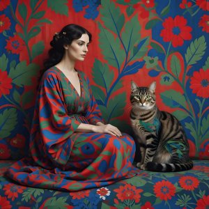 relationships · The Mistress And Her Cat In The Garden