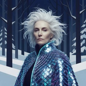 illustrations-fantasy-portraits · Portrait Of Lady Em With Wild White Hair