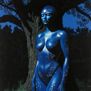 illustrations-fantasy-superheroes · mystique · wearing · luminescence