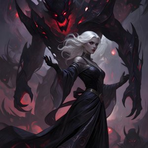 illustrations-fantasy-portraits · A Mysterious Woman With White Hair With Her
