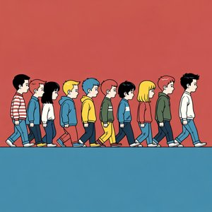 illustrations-humor · teens · congo · line