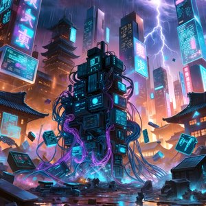 illustrations-scifi-cyberpunk · A Surreal Image Showing The End Of Data