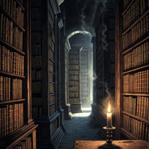 illustrations-fantasy · ancient · library · filled