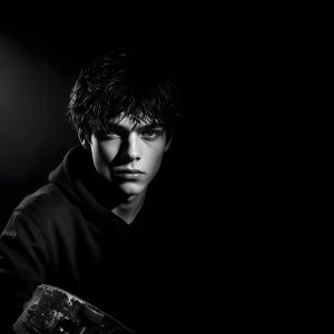 portraits-gel · Striking Black And White Fashion Teen Skateboarder Portrait