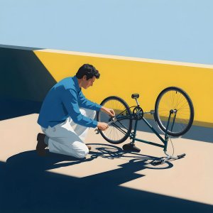 illustrations-work · A Bike Repair In The Style Of David
