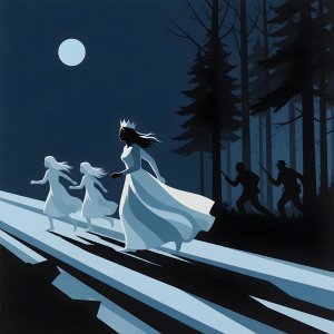 illustrations-fantasy-royalty · The Queen And Her Daughters Running From Armed