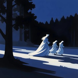 illustrations-fantasy-royalty · The Queen And Her Daughters Running From Danger