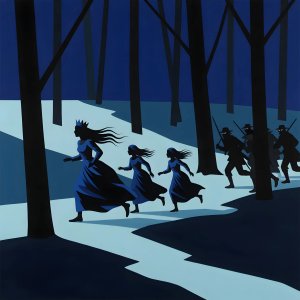illustrations-fantasy-royalty · The Queen And Her Daughters Running From Armed