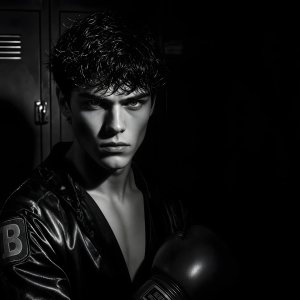 portraits-gel · Striking Black And White Fashion Teen Male Boxer