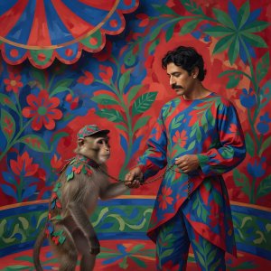 illustrations-fantasy-jesters · The Monkey And His Handler At The Circus