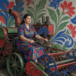 illustrations-work · Industrial Farm Machinery Fused With Matisse Like Decorative