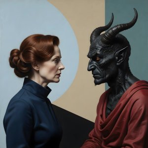 artistic-relationship-conflict · The Mistress And Demon In Deep Conversation In
