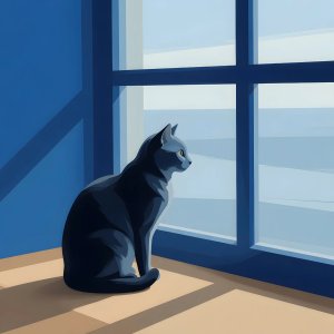 illustrations-things · A Cat And The Window In The Style