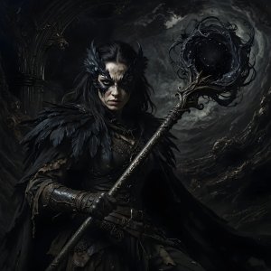 illustrations-fantasy-superheroes · Marvel Comic Accurate Lady Crow Wielding The Staff