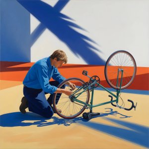 illustrations-work · A Bike Repair In The Style Of David