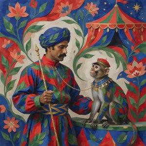 illustrations-fantasy-jesters · The Monkey And His Handler At The Circus