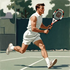 photos-sports-editorial · Norman Rockwell Style — Tennis Player