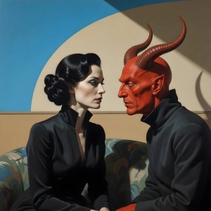 artistic-relationship-conflict · The Mistress And Satan In Deep Conversation In