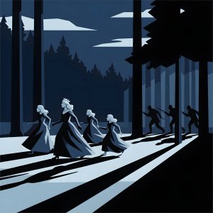 illustrations-fantasy-royalty · The Queen And Her Daughters Running From Armed