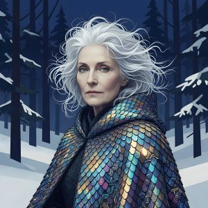 illustrations-fantasy-portraits · Portrait Of Lady Em With Wild White Hair