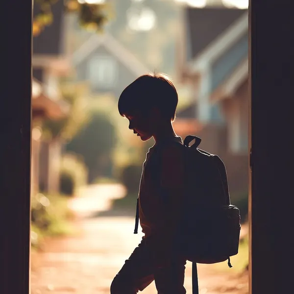 family · school · child · backpack